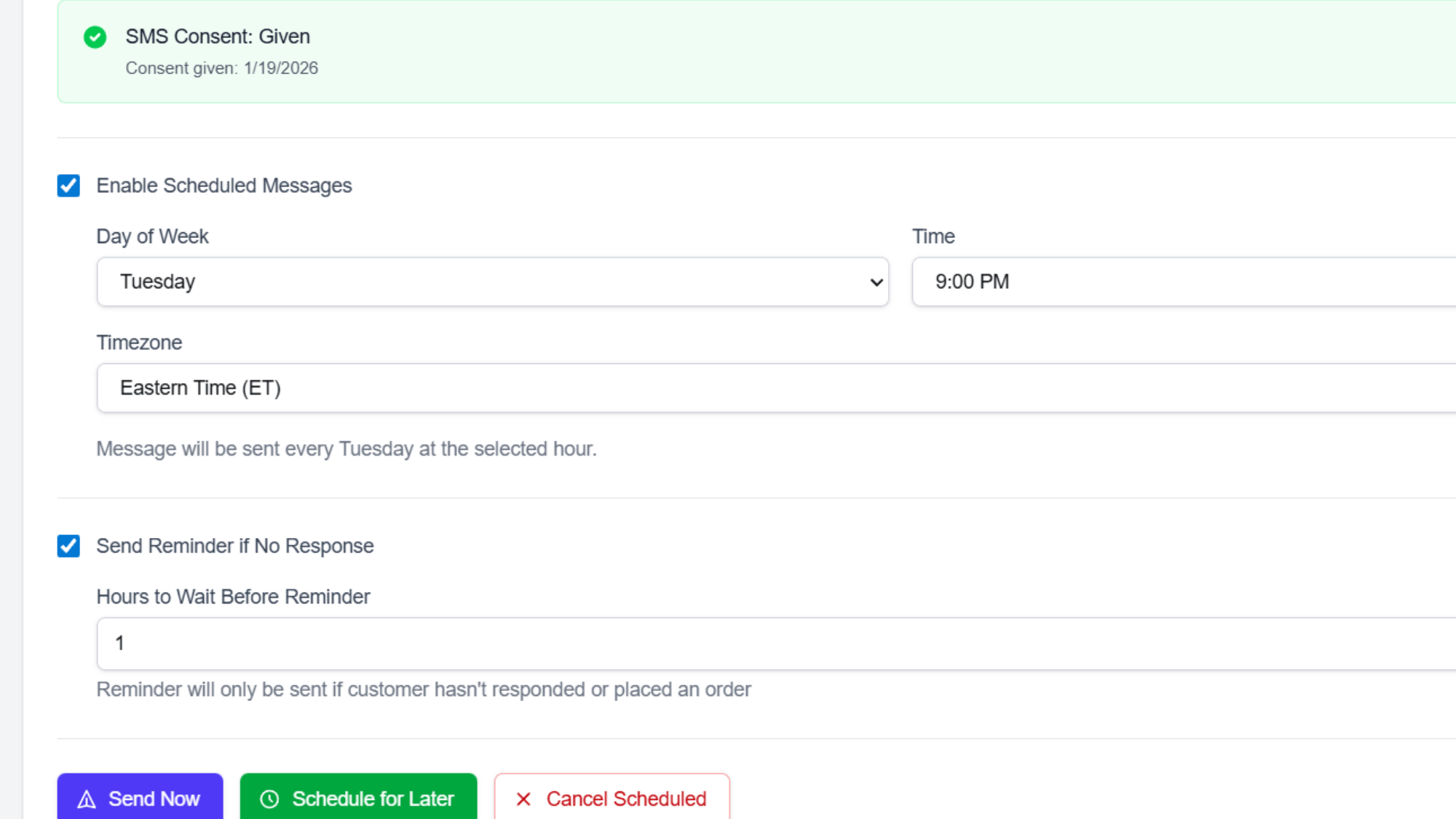 Schedule texts and followups with one click