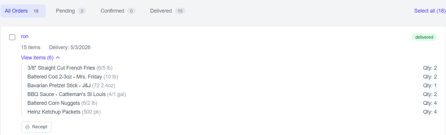 Order item view